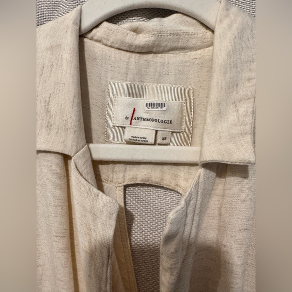 Anthropology Linen Sleeveless Midi Trench Dress in Cream XS - Picture 8 of 11